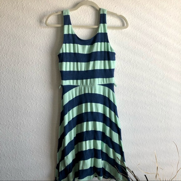 Navy and sea foam green striped ModCloth dress - Picture 3 of 5